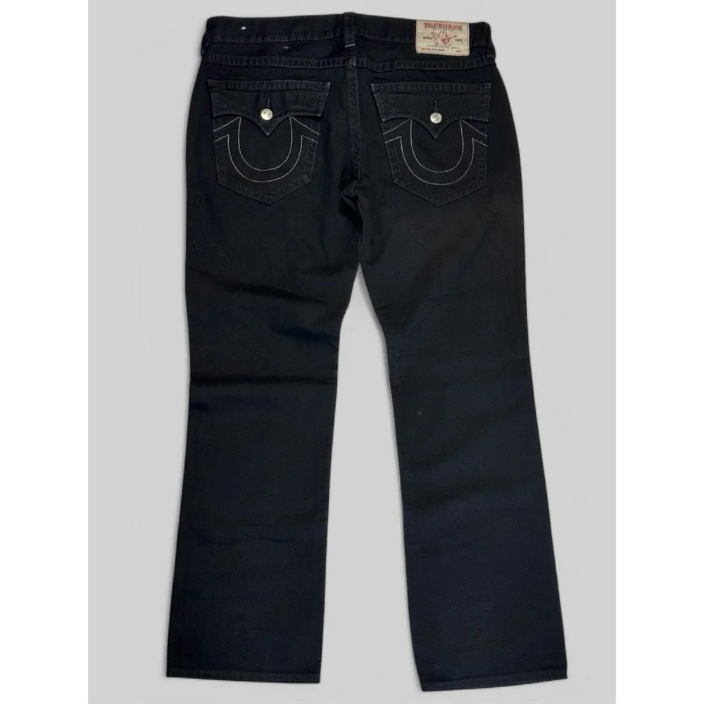 True Religion Straight Jeans w/ Button Pocket Flaps Men's 38x33* Black EUC!!